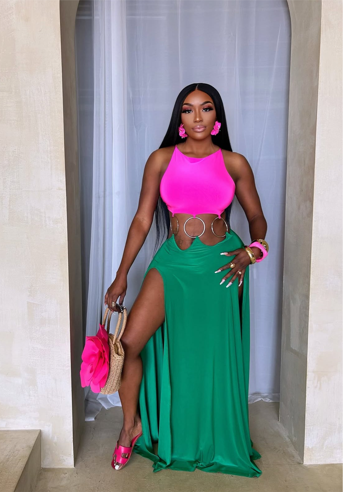 Jen body-ring maxi dress