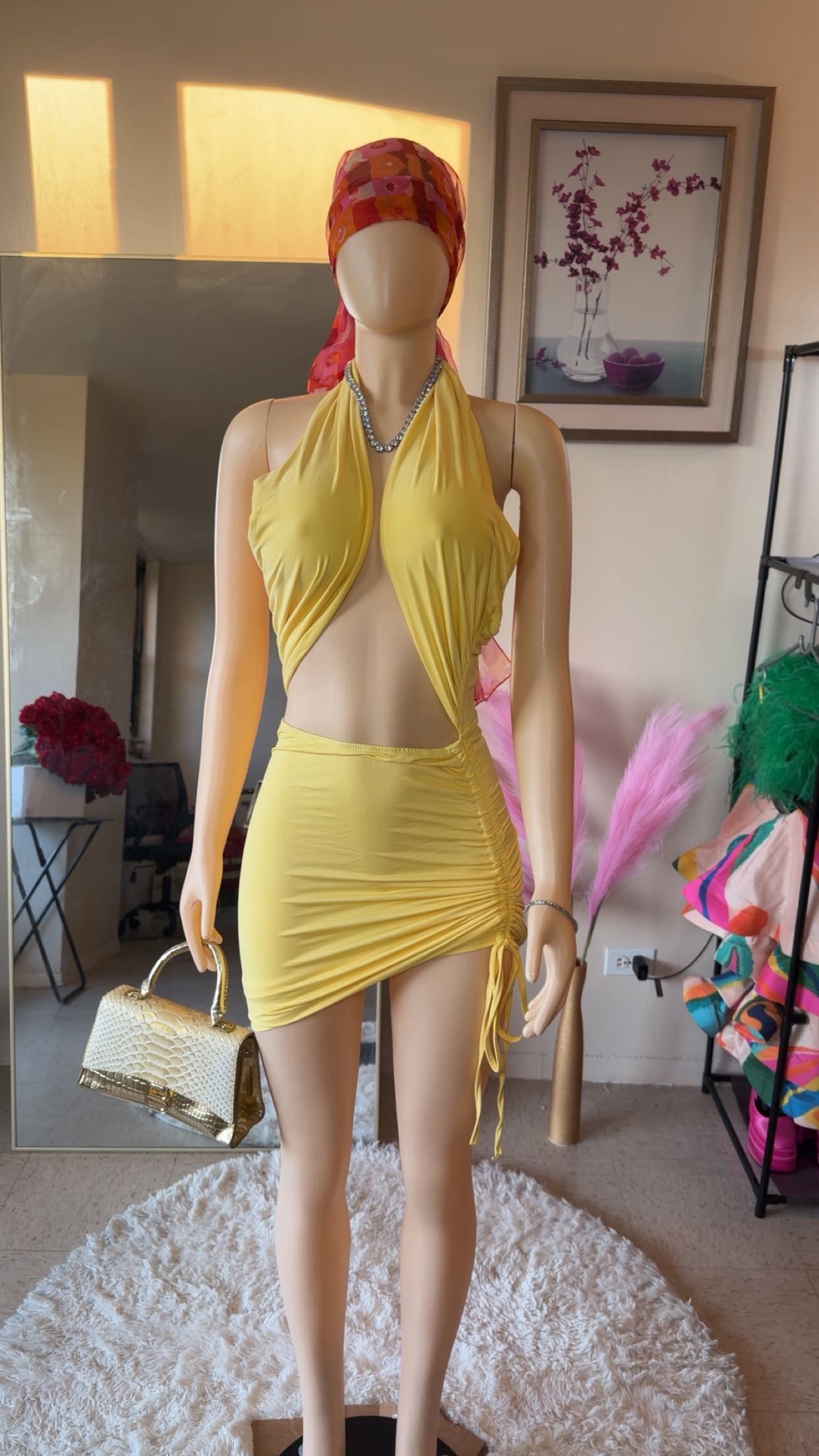 Only yellow mini dress