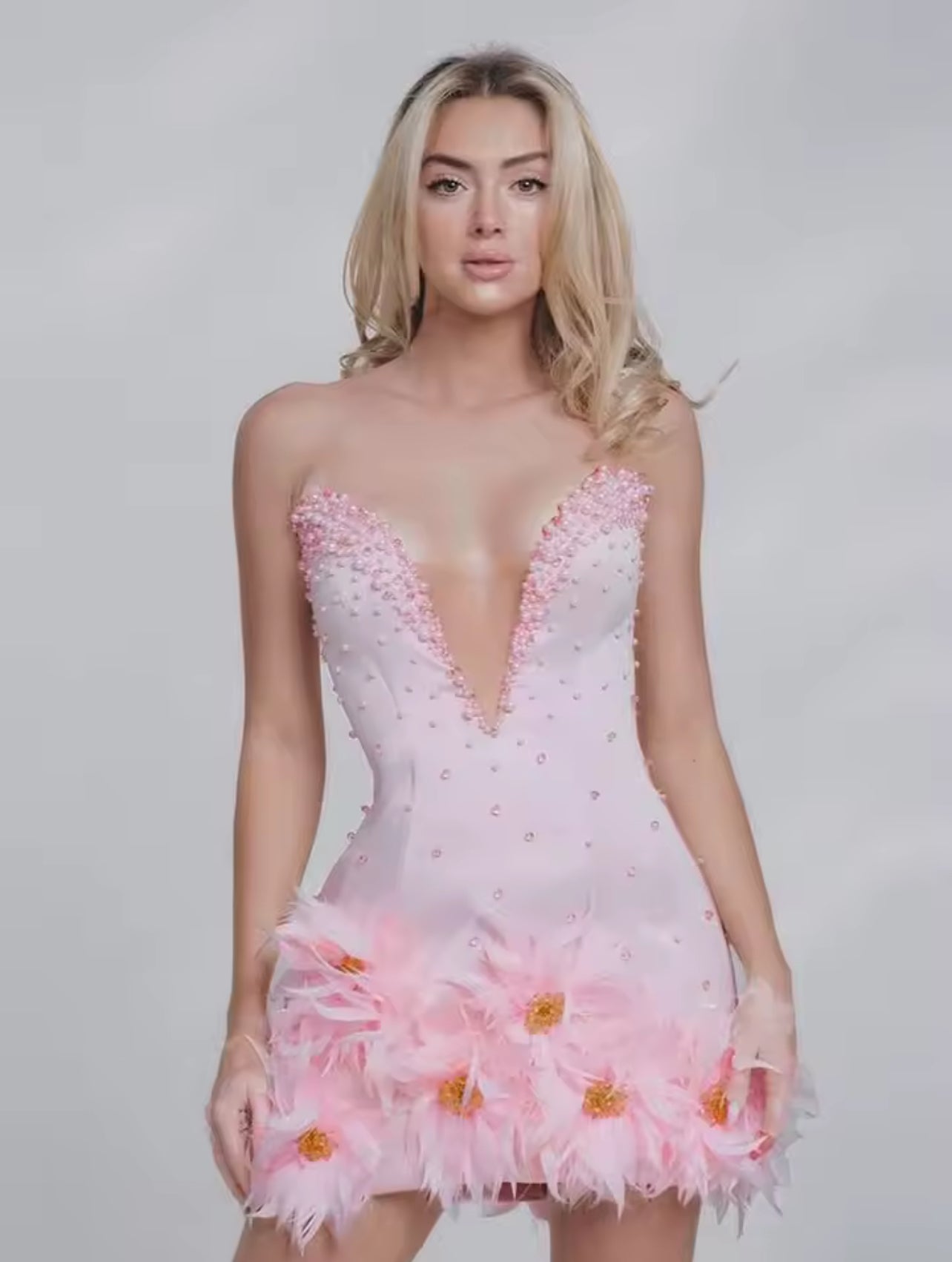 Ferrona floral deep v mini dress