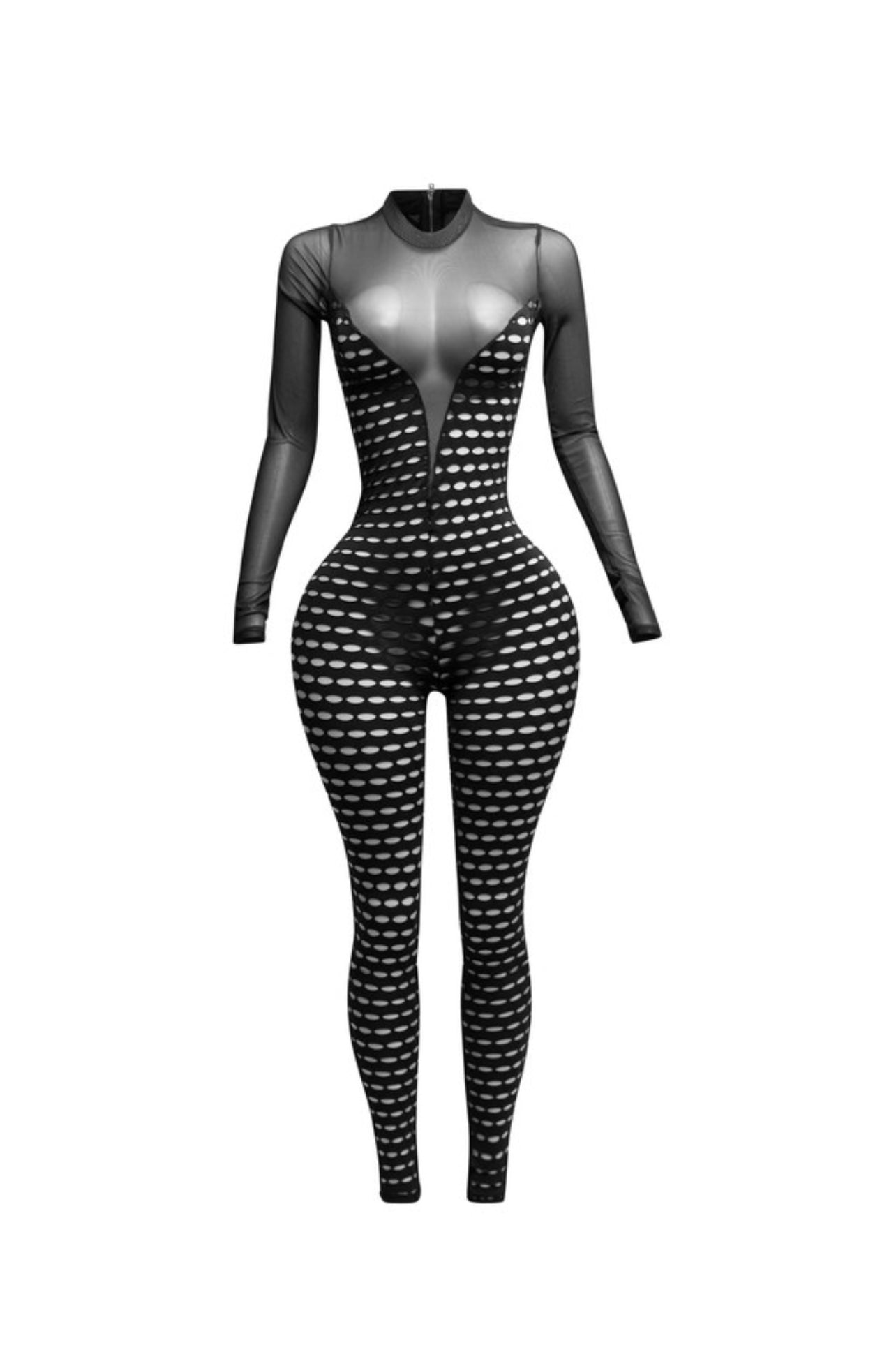 Monov mesh sheer jumpsuit