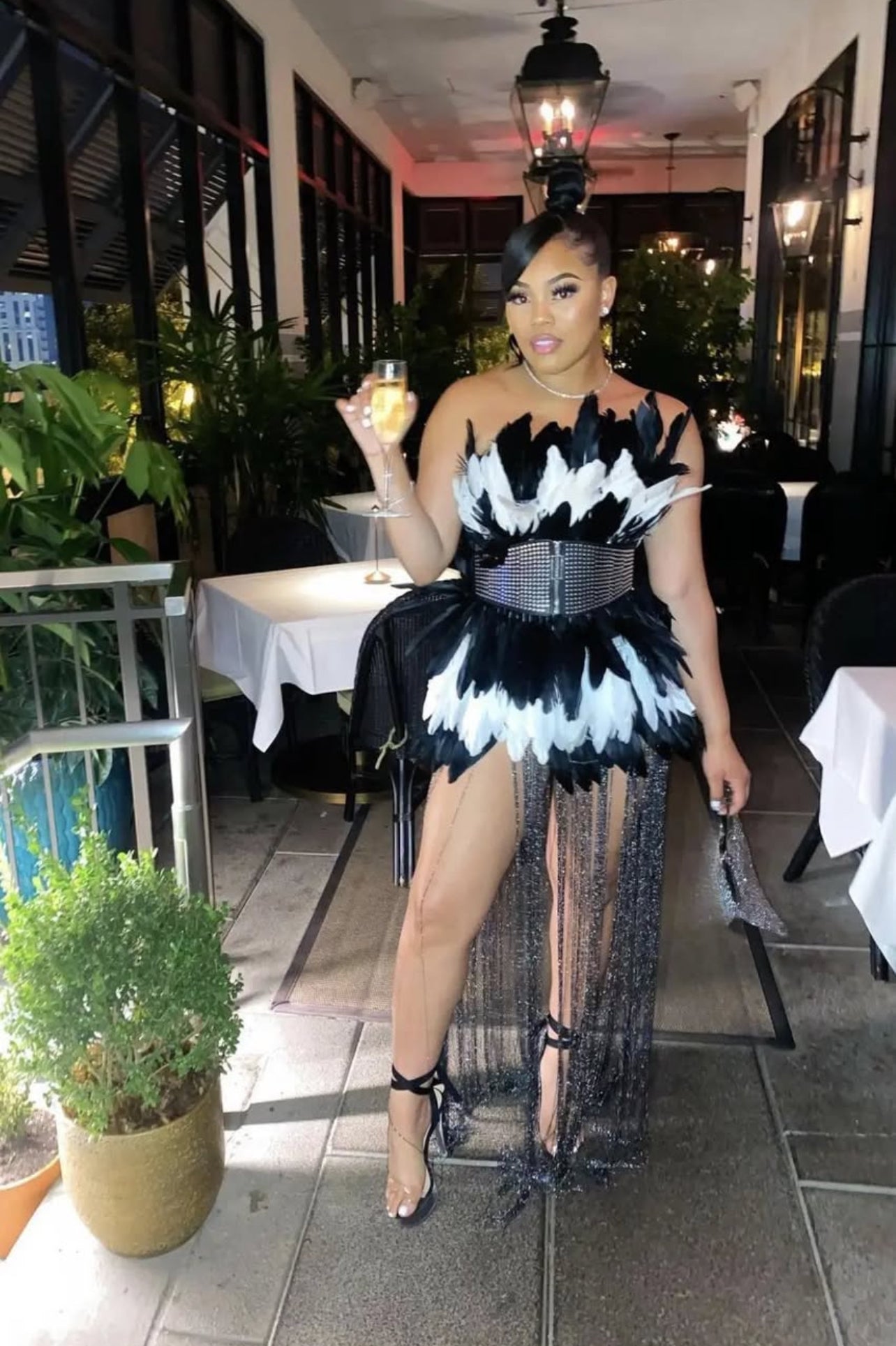 Reedhi feather out fringe mini dress