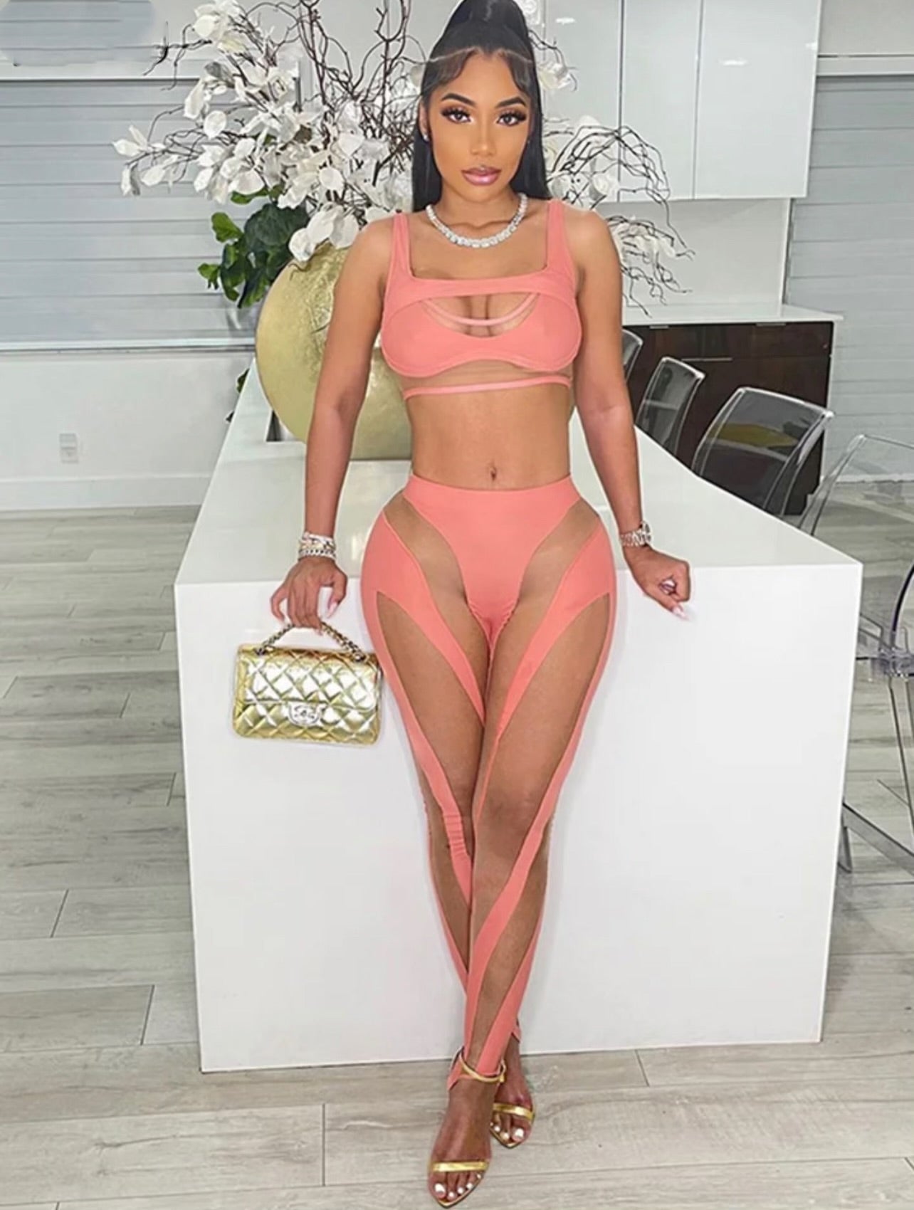 Herviri outline sheer legging set