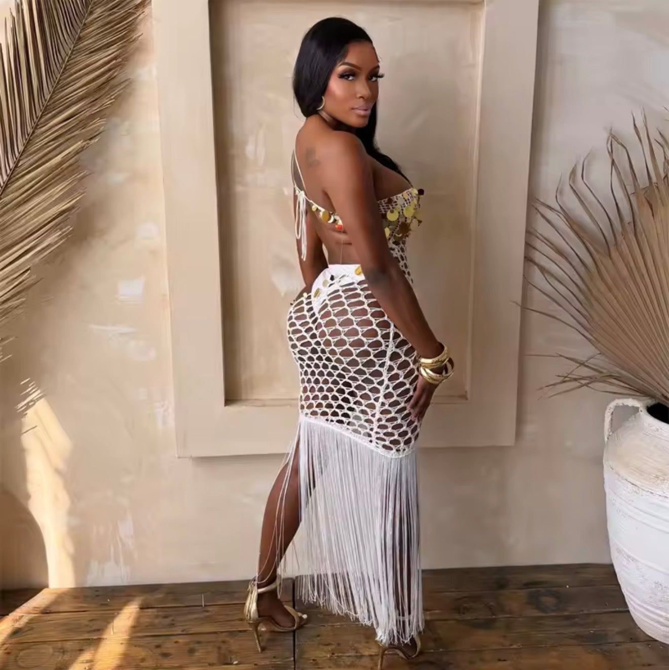 Ibiza tassel net dress