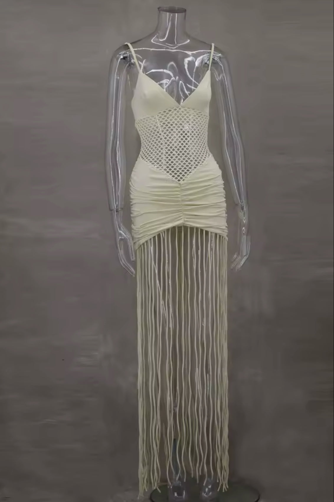 Covergal net fringe mini dress