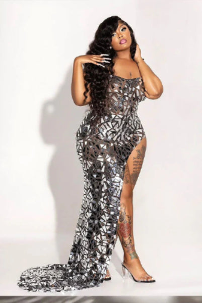 Mirroconi mirrors goddess high split gown