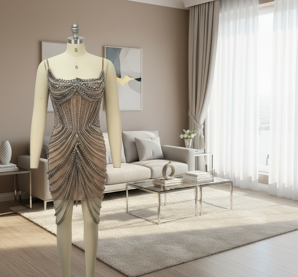 Uchalisi chain matrix glam dress