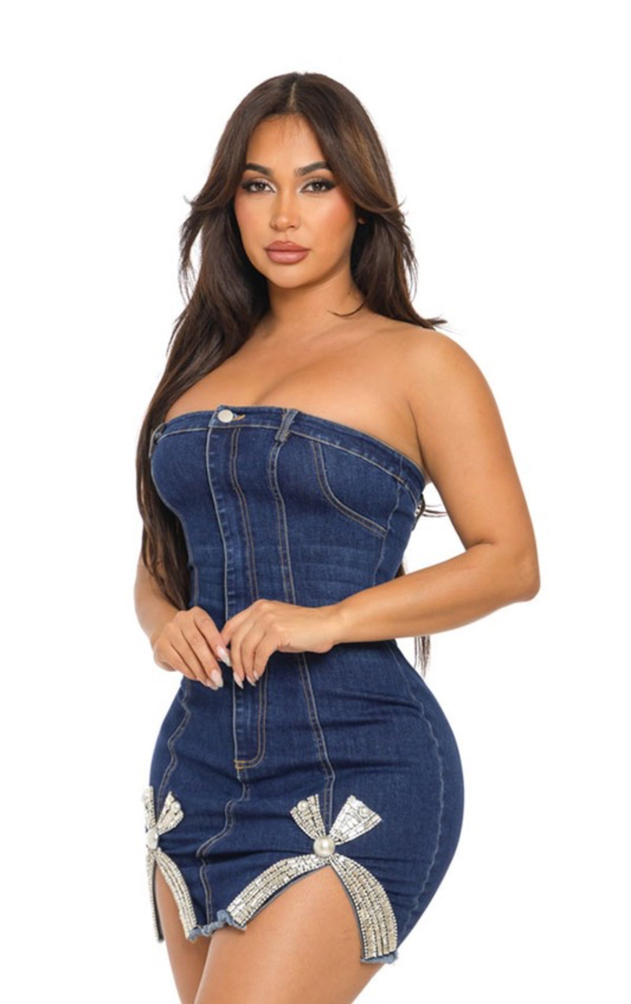 Pokkin dark denim mini dress