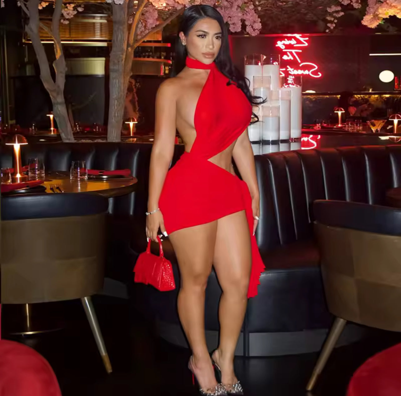 Vincroi side cutout mini dress