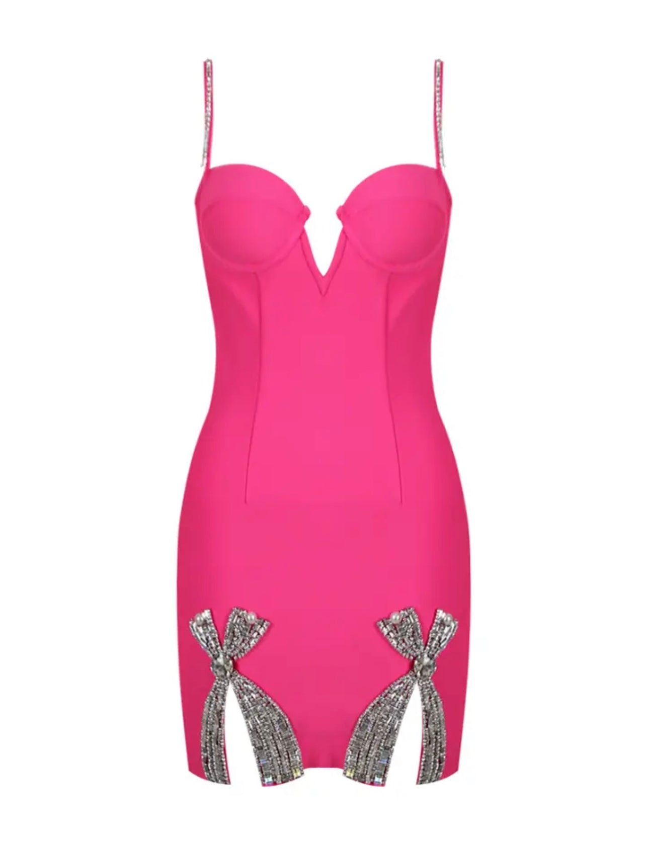 Pokkin twin diamond bow mini dress