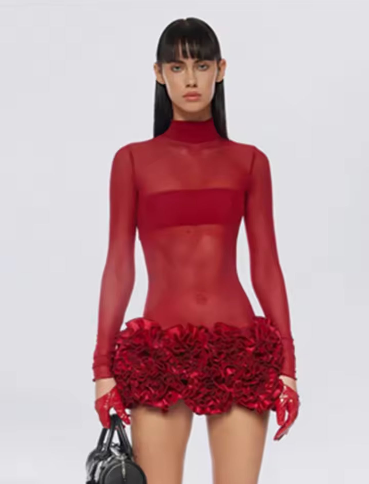 Madam rose sheer mini dress