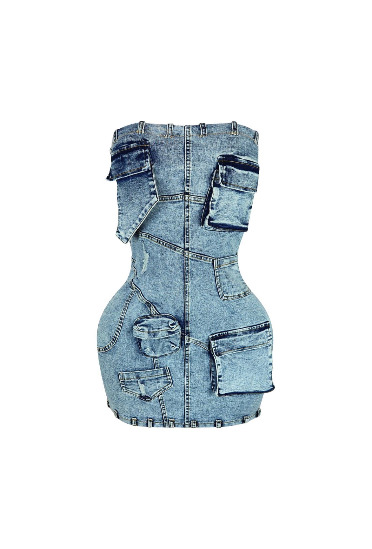 Hot pockets denim mini dress