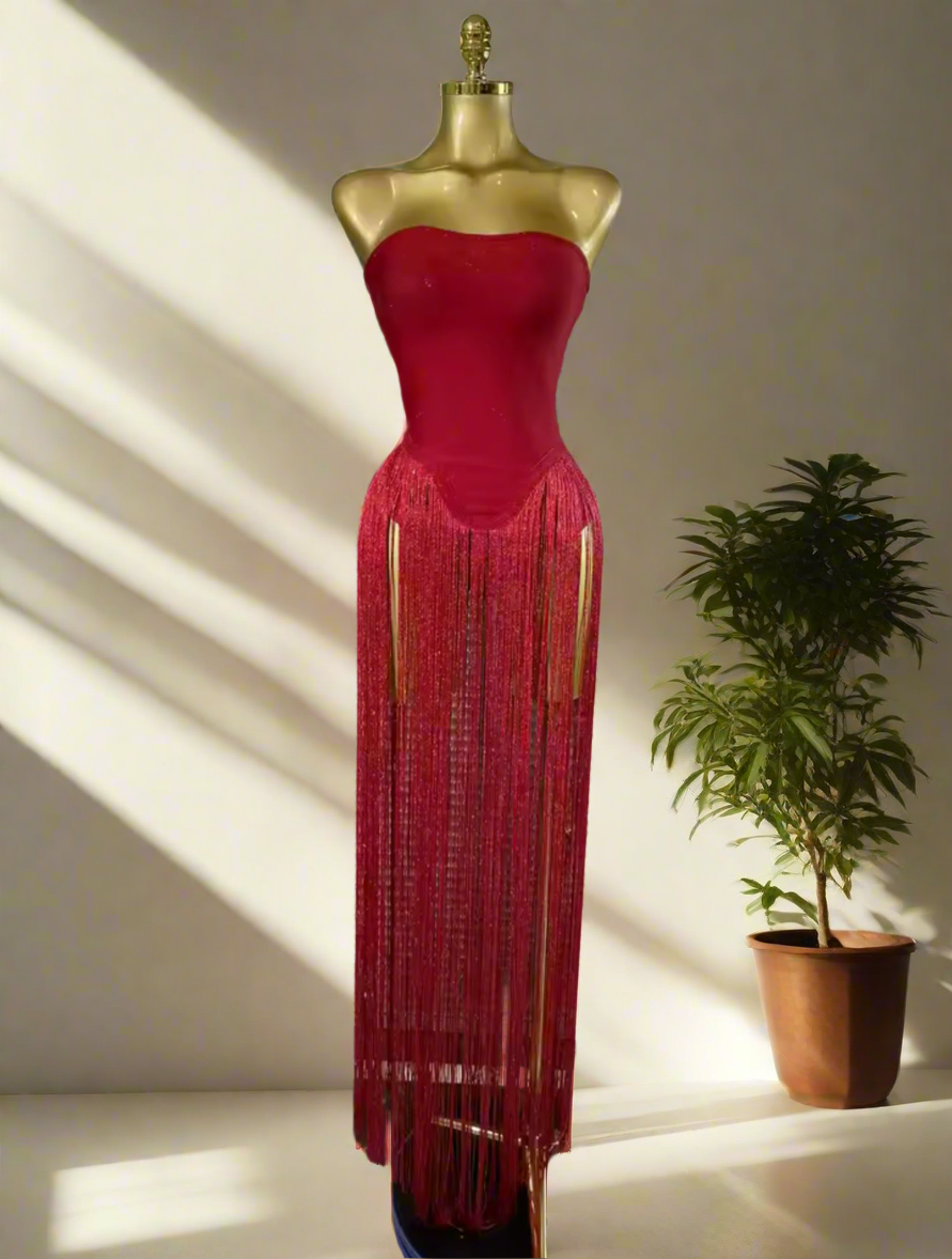 Caia bandage fringe dress