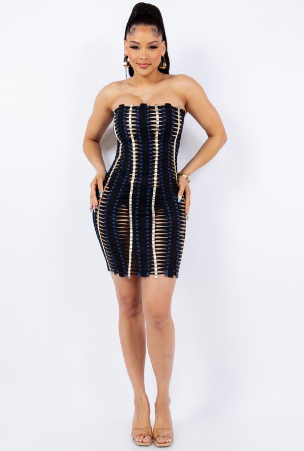 Xelicot riveted tube dress-black