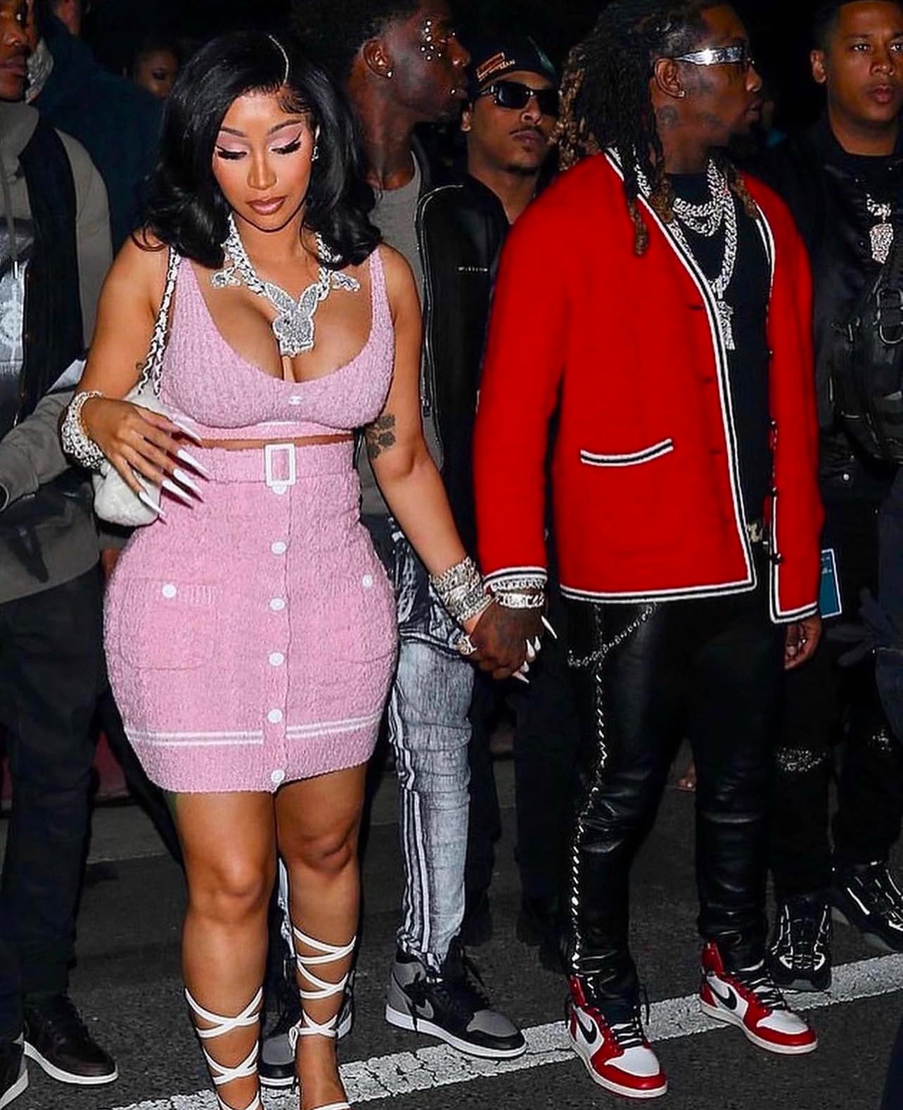 Polly knit fur skirt set