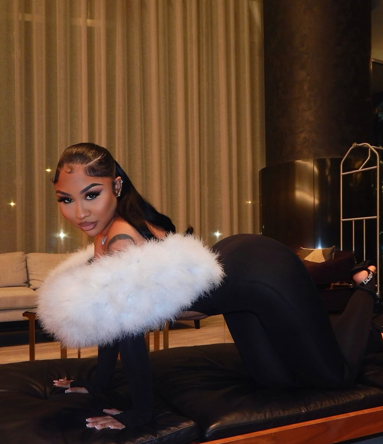 Gisette feline fur jumpsuit