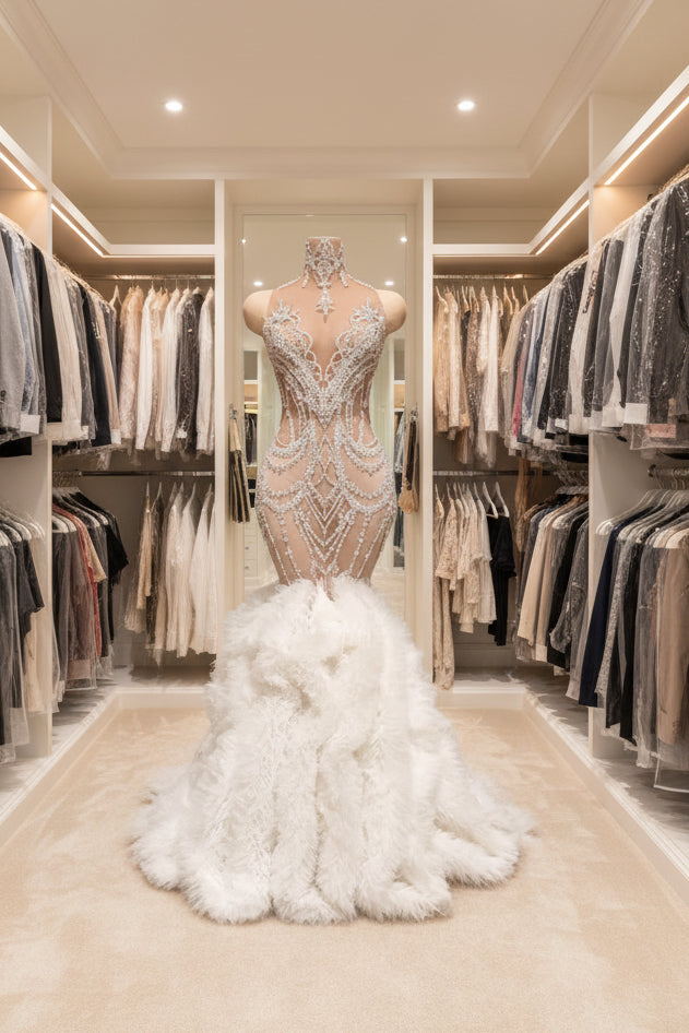 Yavuri rhinestone bombshell gown