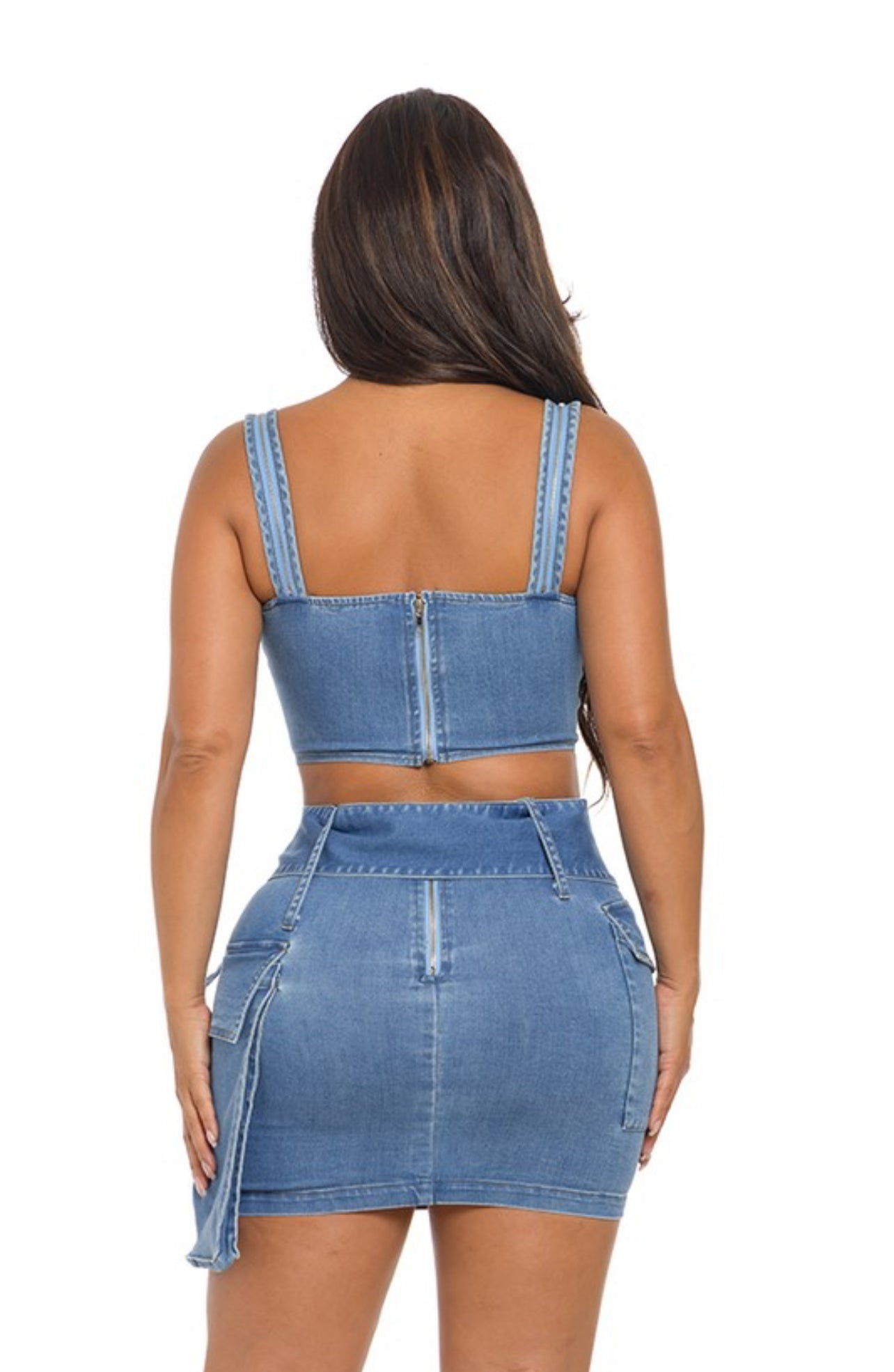 Tried it wire denim skirt set