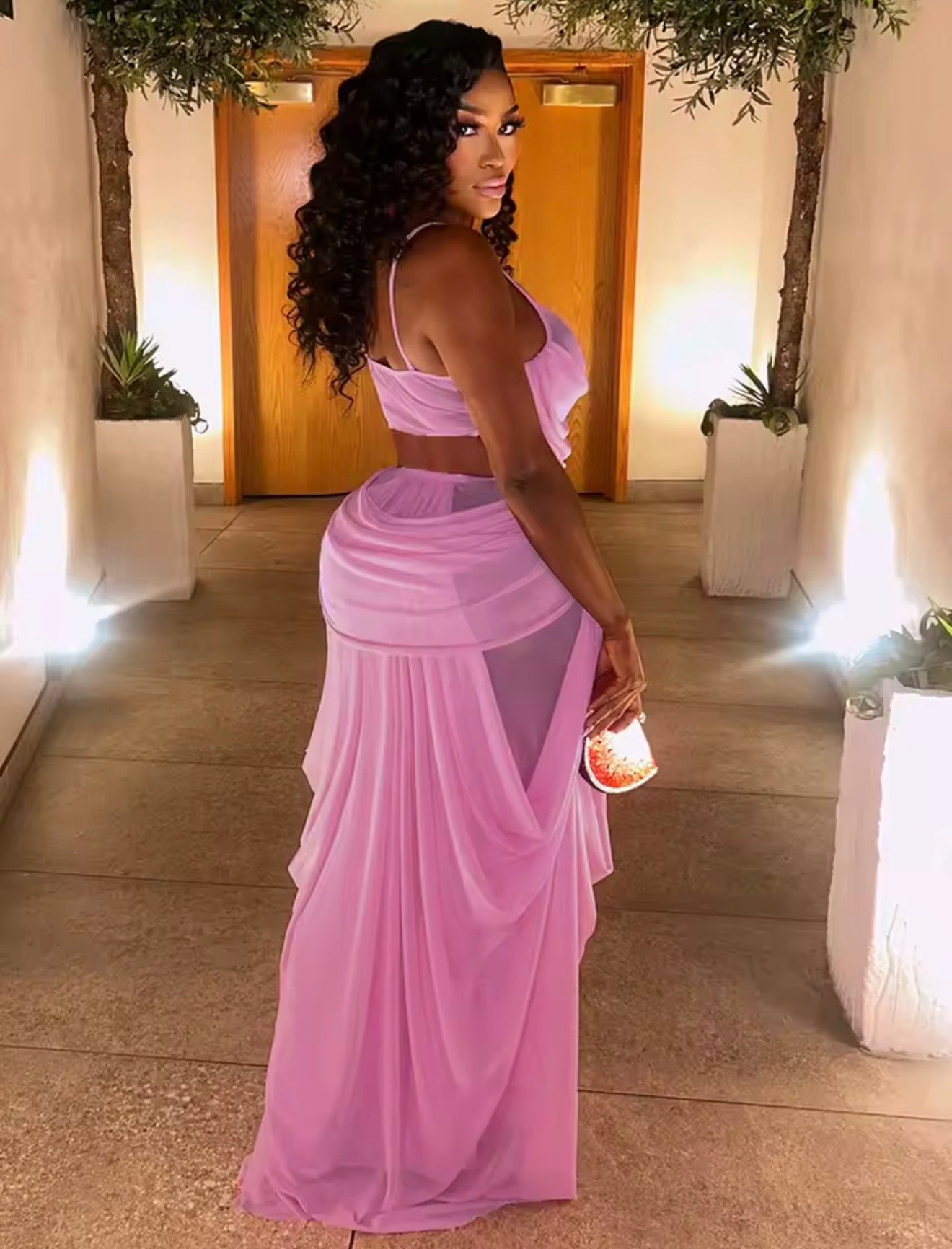 Kierre princess drapes sheer skirt set