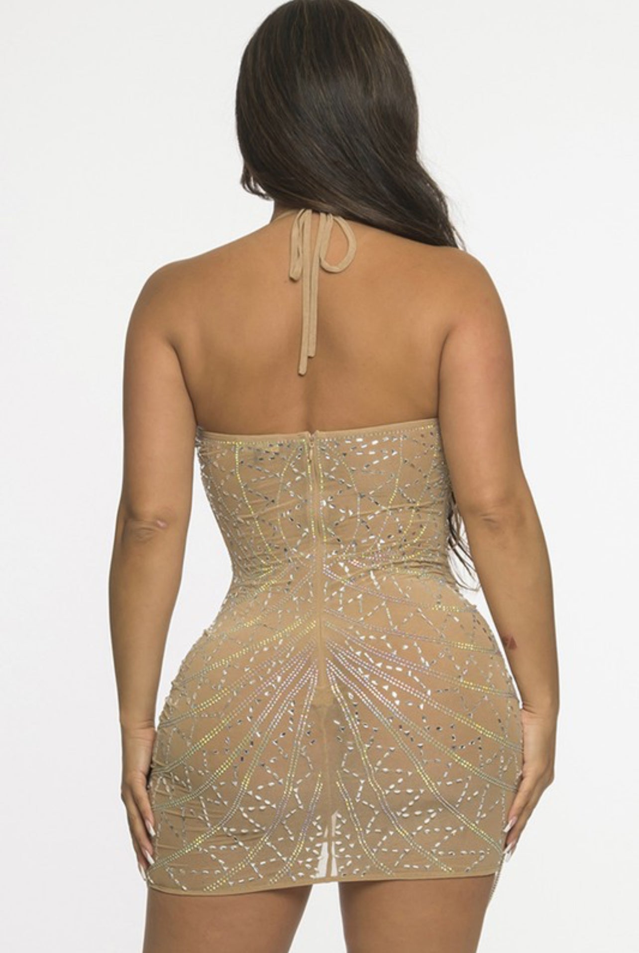 Hevhi rhinestone jewl mini dress