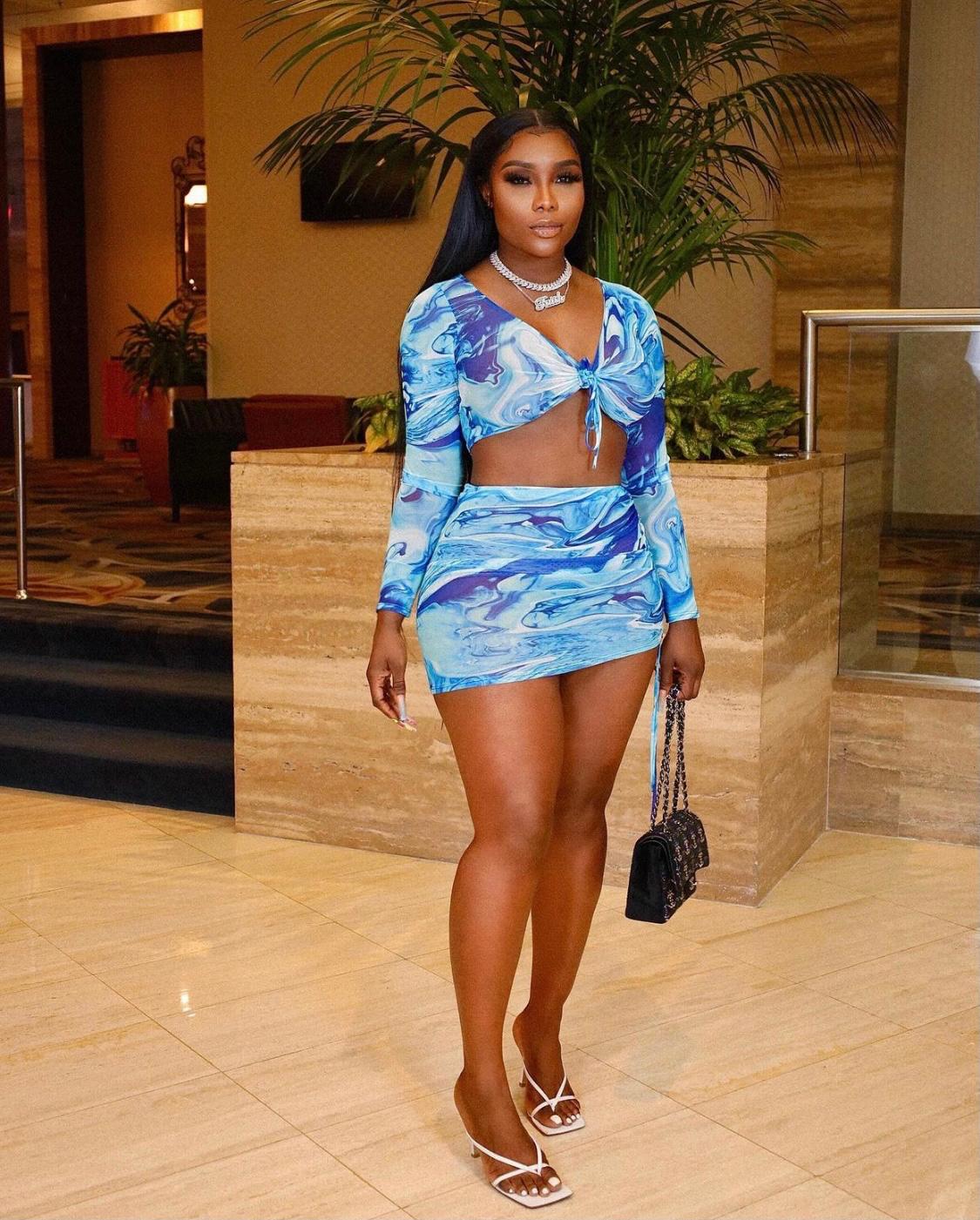 Bluecen sheer skirt set