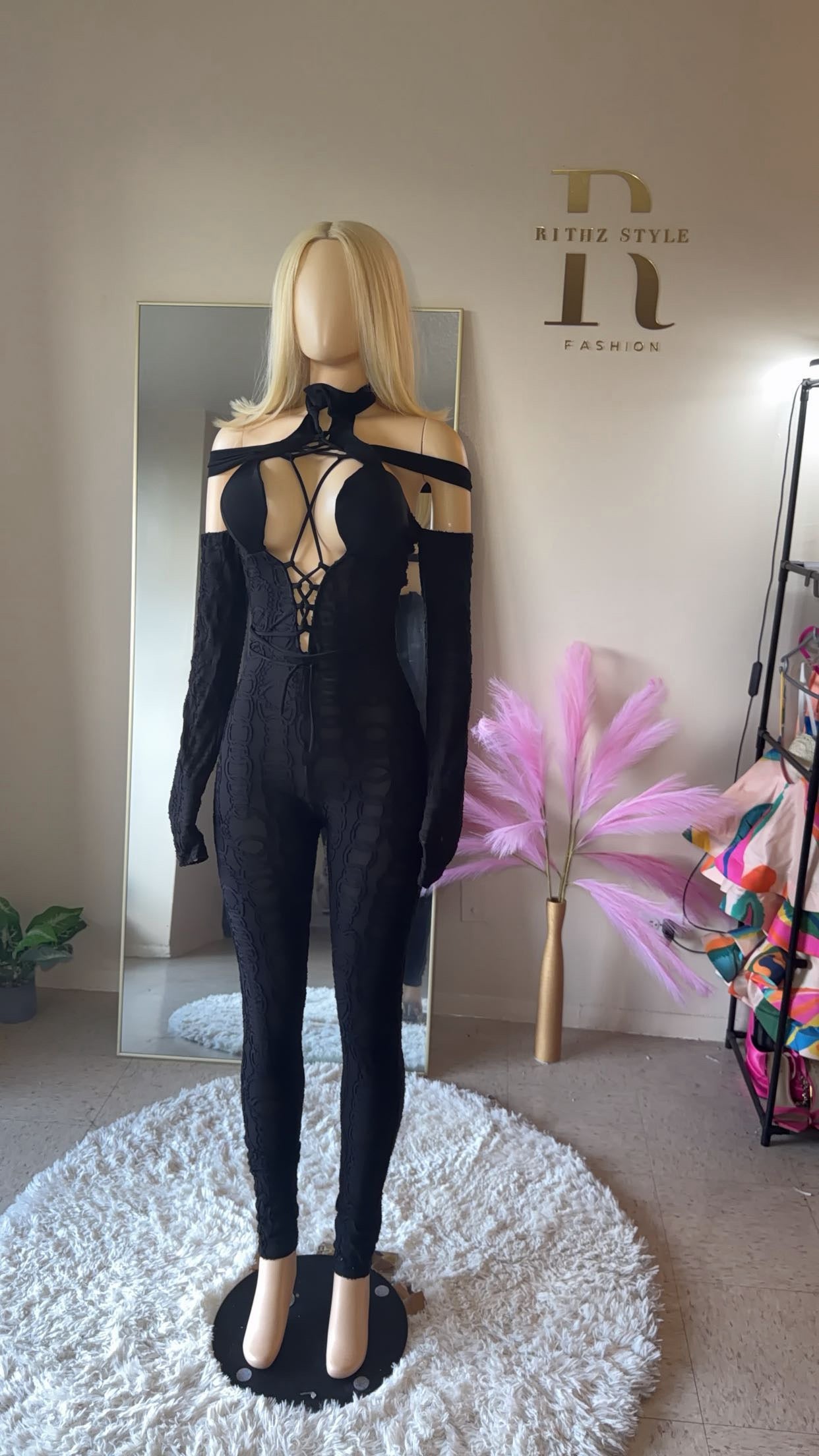 Yeviv X string off-shoulder jumpsuit