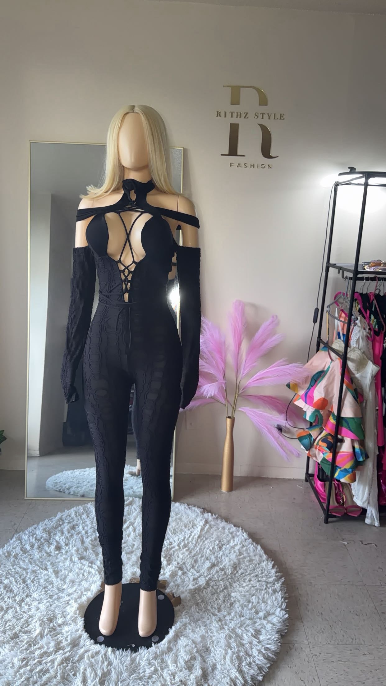 Yeviv X string off-shoulder jumpsuit