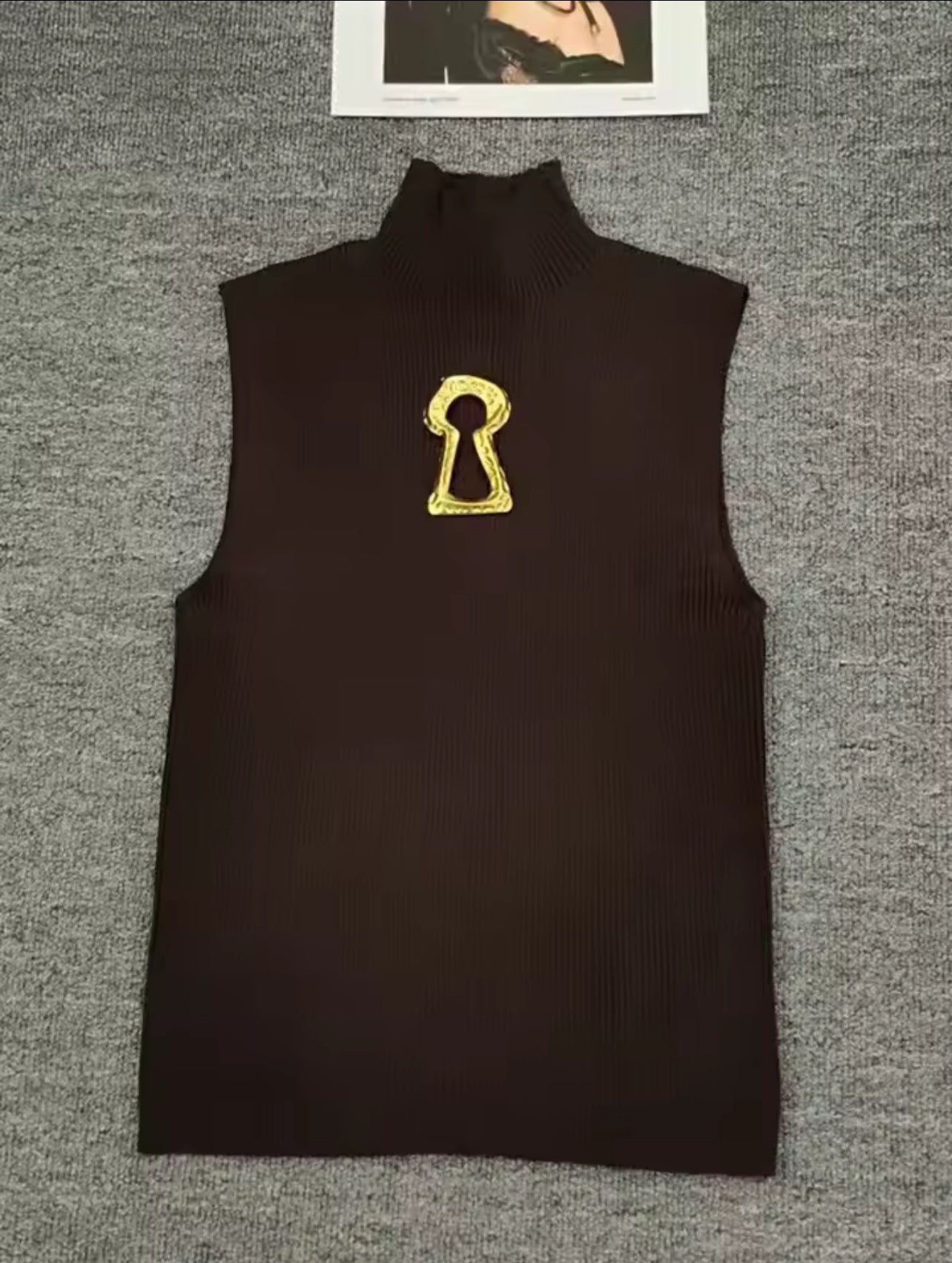 Keyhole turtleneck top