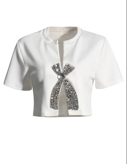 Pokkin diamond bow shirt