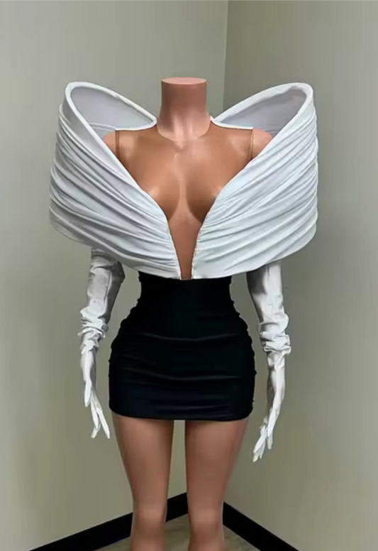 Yolleri V contour gloves mini dress