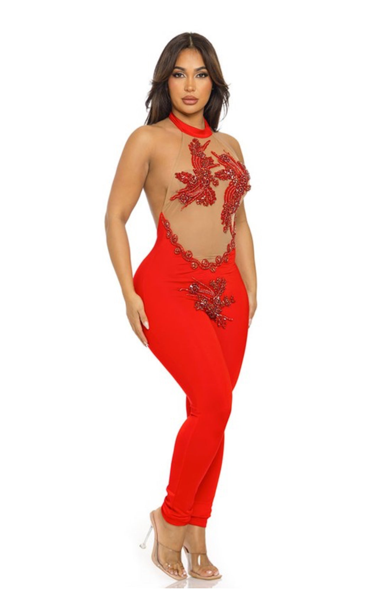 Unalissi petal halter back jumpsuit