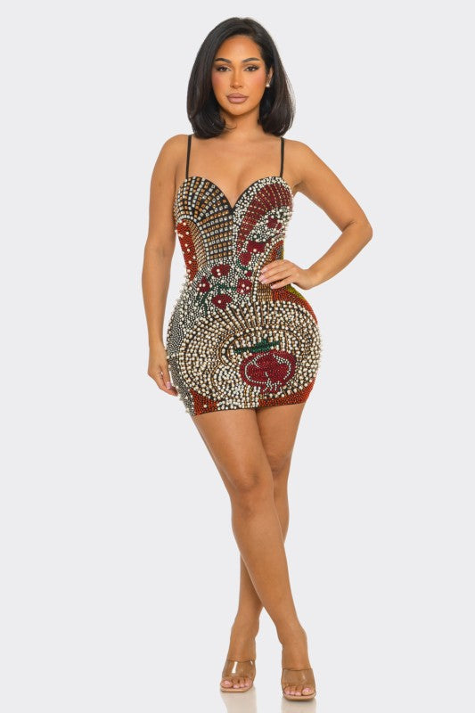 Guadi embellish arch mini dress