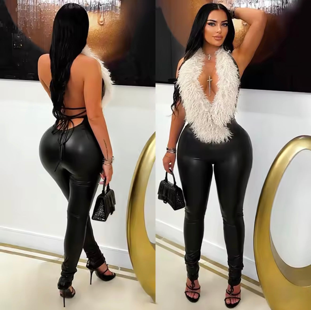 Foxia visir leather jumpsuit