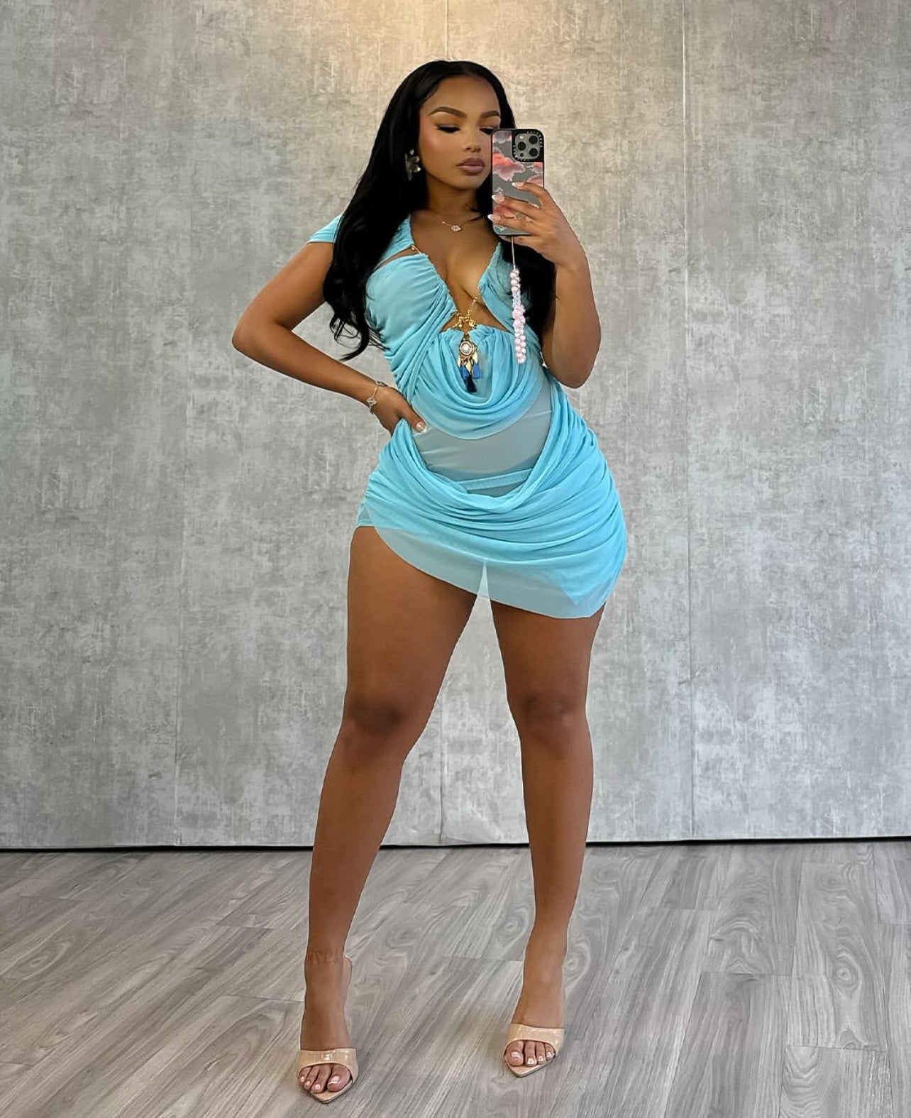 Nirvana II veil sheer layered mini dress