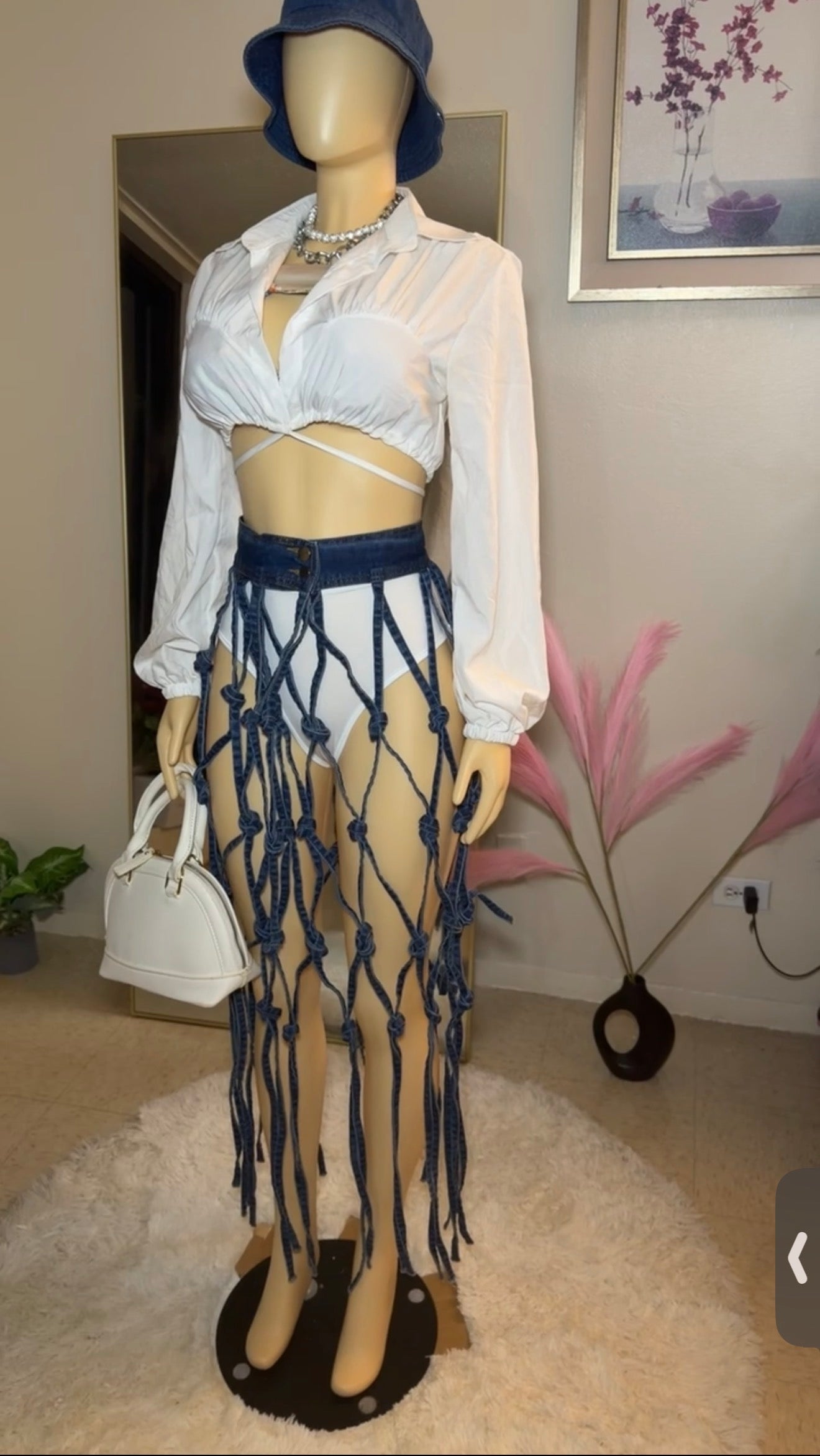 Dream-catcher denim coverup skirt