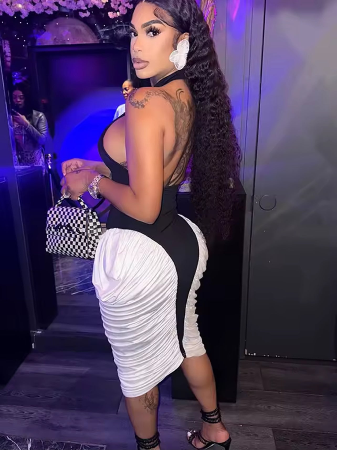 Sleyne contrast ruched mid dress