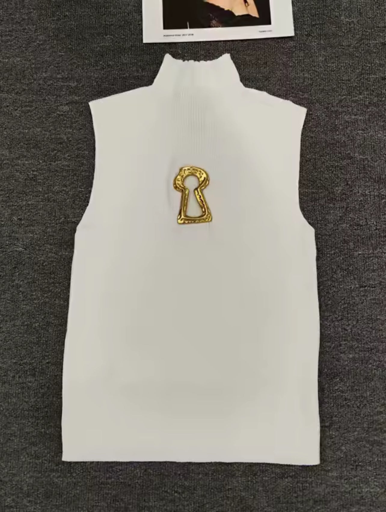 Keyhole turtleneck top