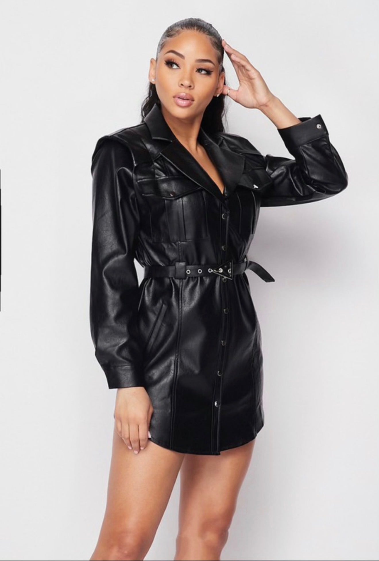 Jet leather jacket mini dress