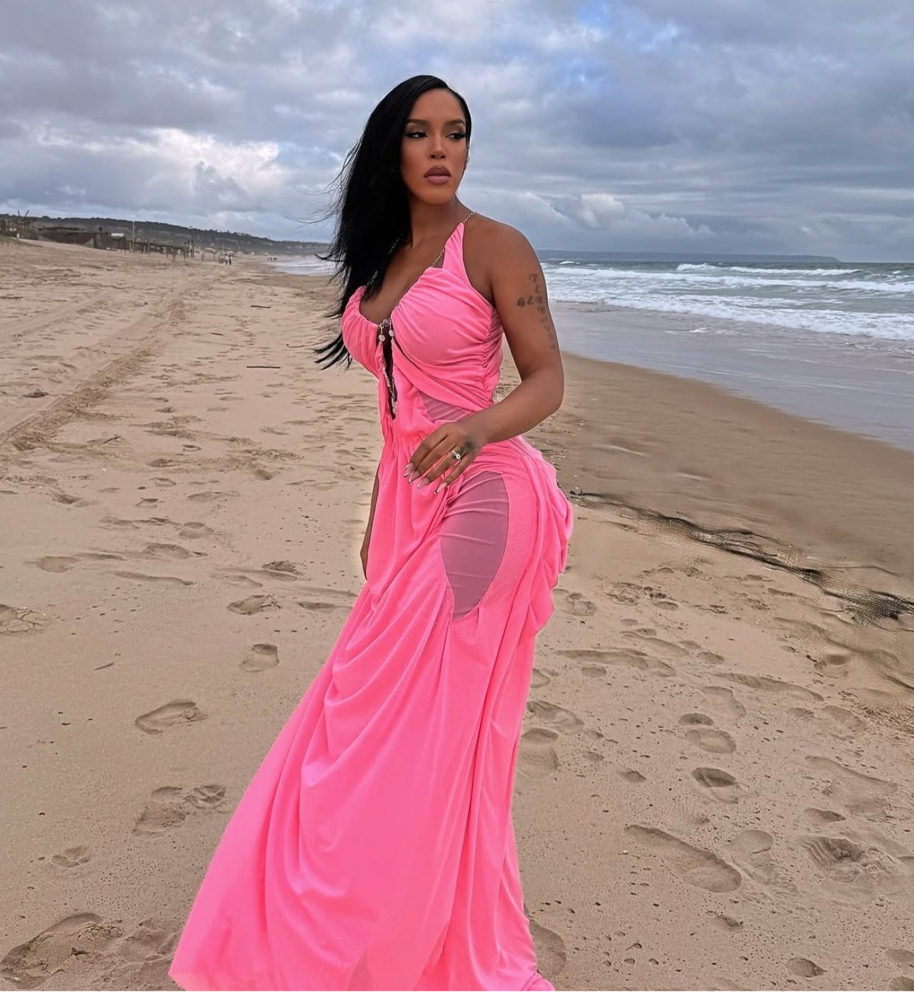 Nirvana veil sheer layered long dress