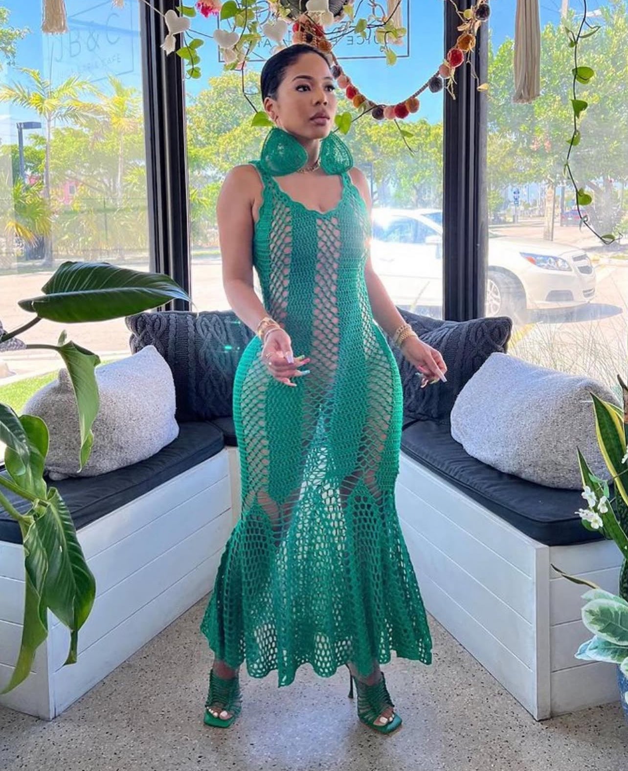 Eniece crochet flare dress