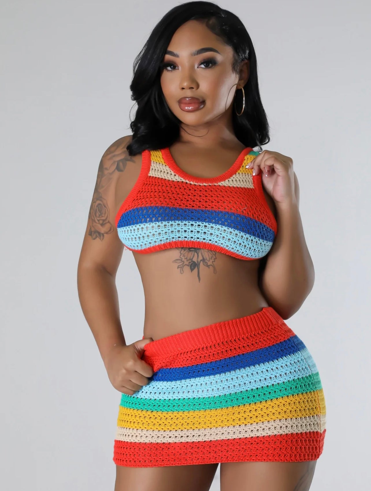 Kori colors knit skirt set