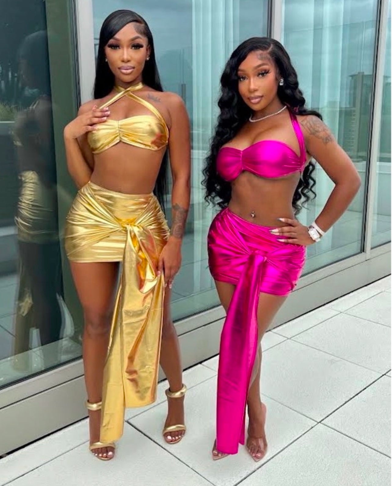 Mirokli knot metallic skirt set