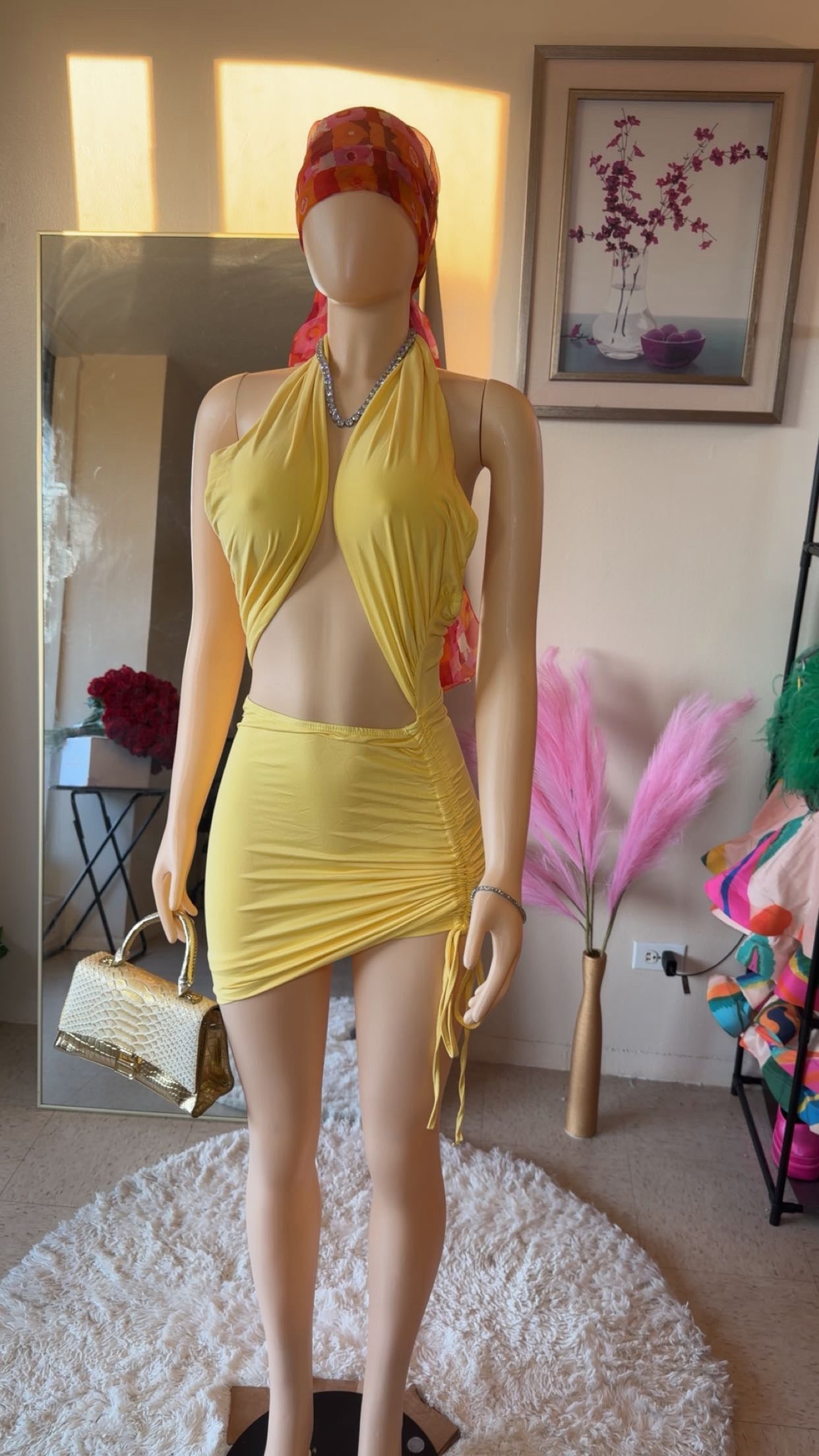 Only yellow mini dress