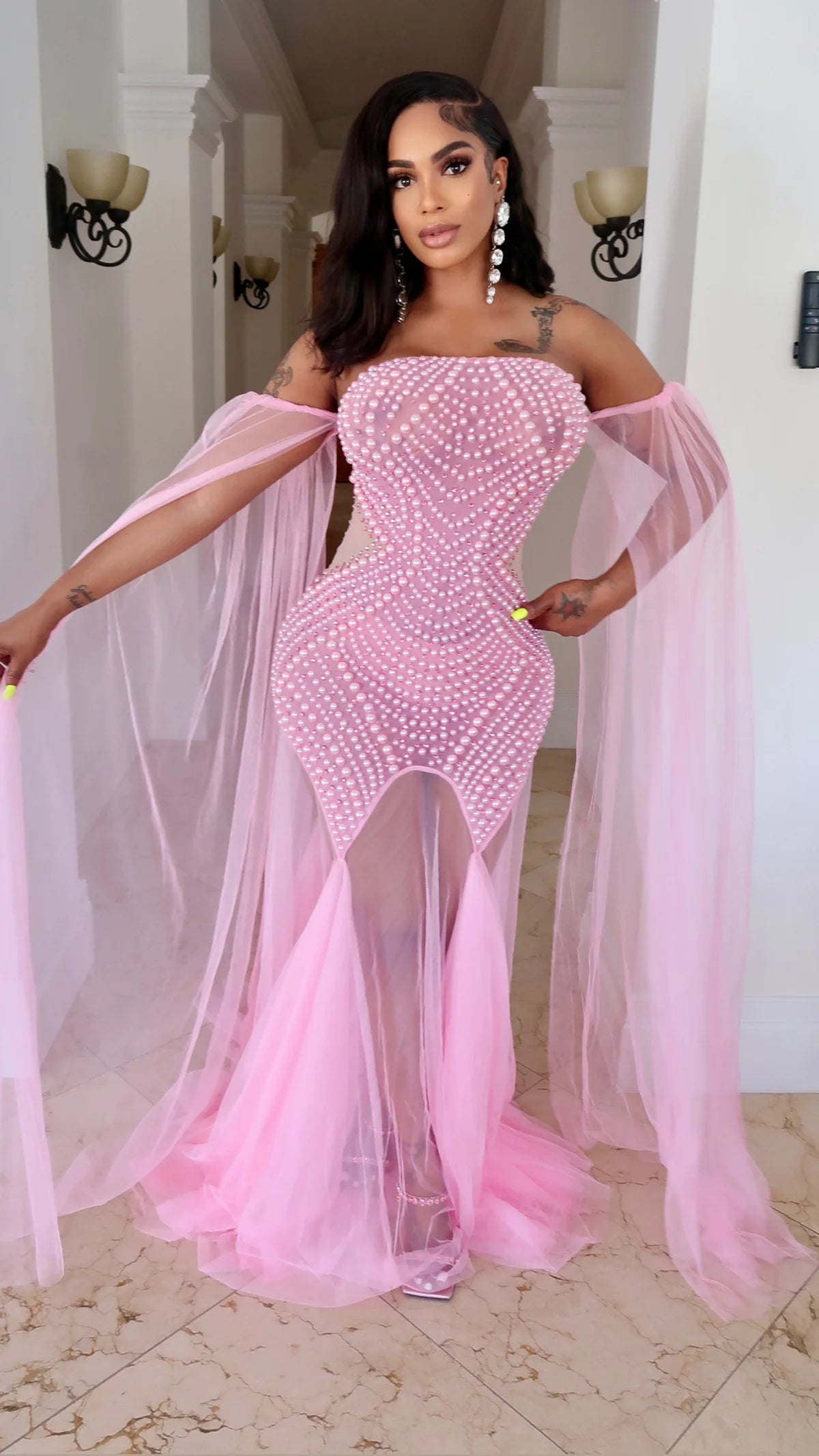 Herishi veil sleeves dress