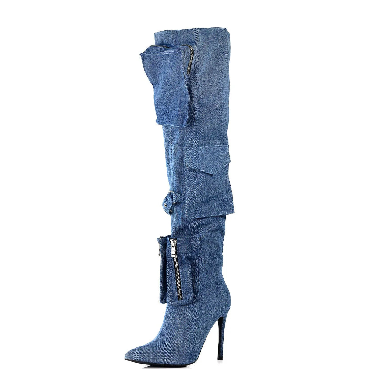 Gajactor pocket thigh-high boots