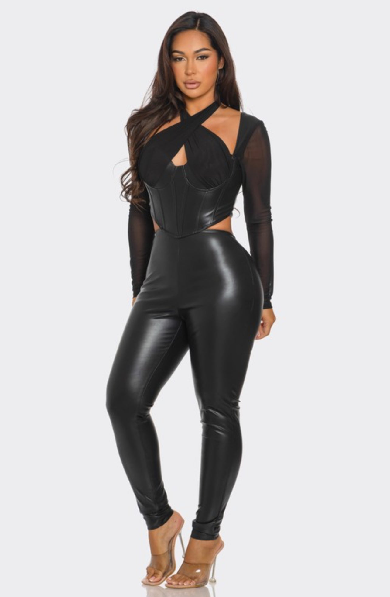 Mochelle leather pants set