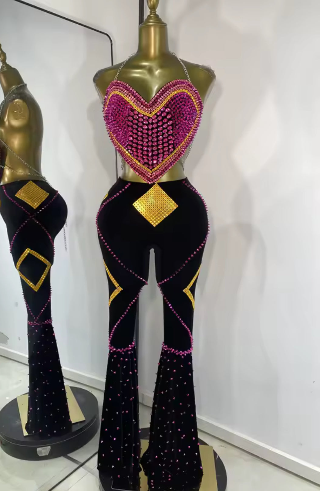 Hearted crust spiked pants set