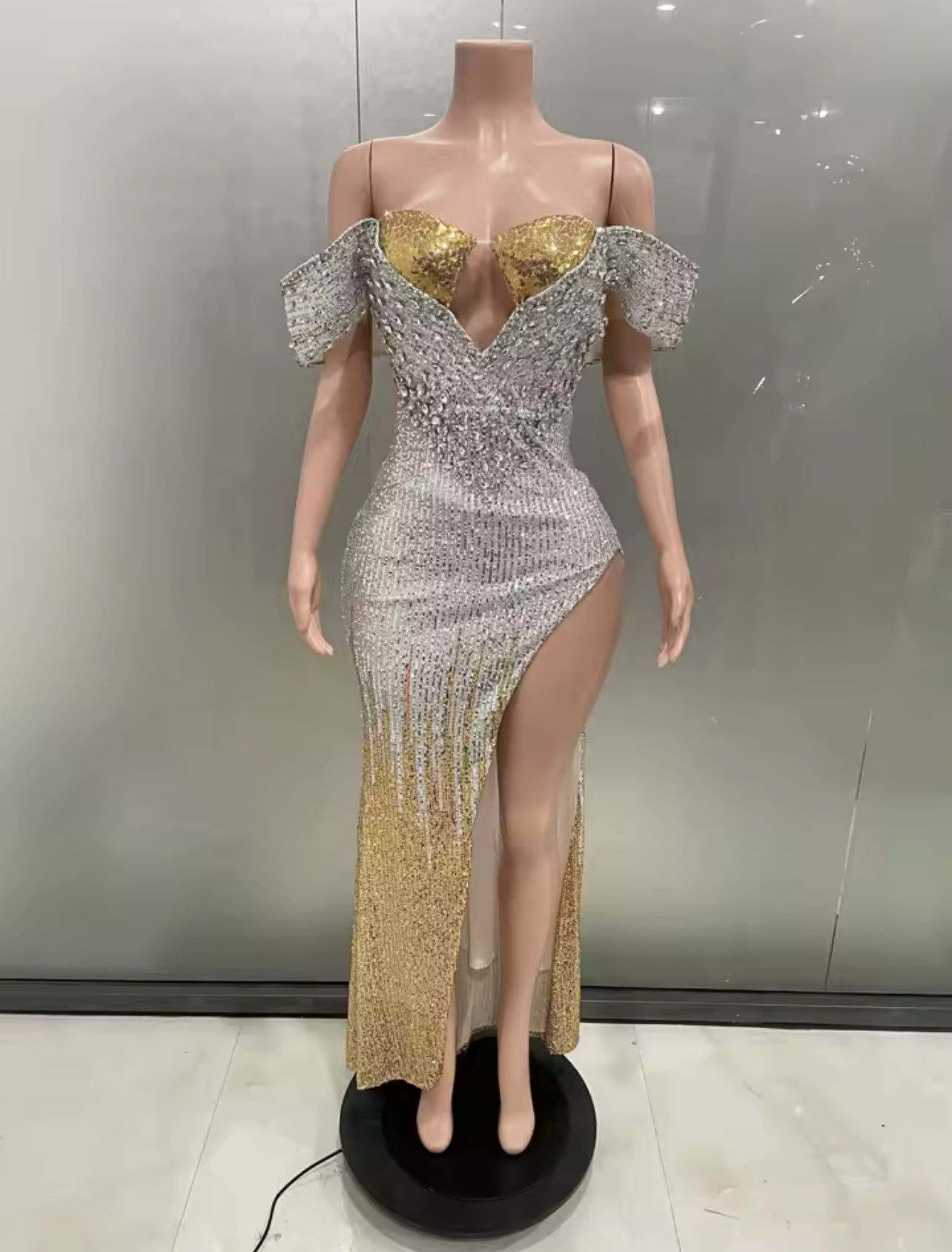 Bareek V sequin gown