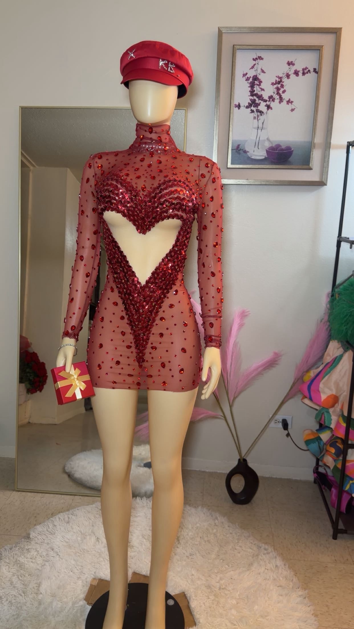 Heartfull ruby gems mini dress