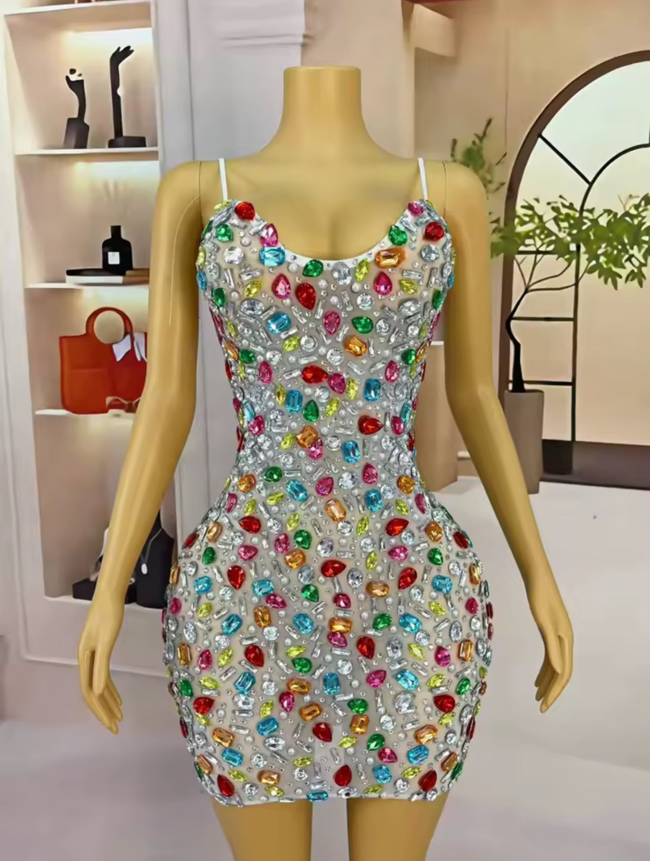 Kandi burst bejewl embellish mini dress