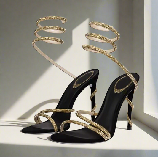 Shimmeri rhinestone spiral heels